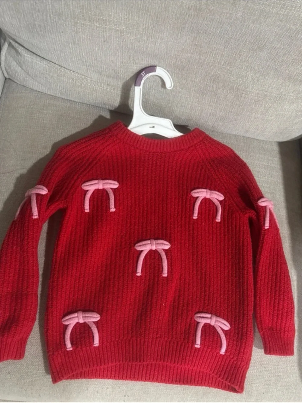 Old Navy Red Knit Sweater with Pink Bow Details